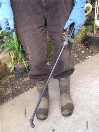 Gloves and covered footwear should always be worn when spraying