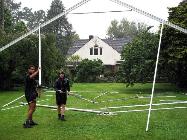 Just likeJust like putting up the family tent, really, but on a grand scale and without the arguments (even in the rain). Photo: Michael Jeans putting up the family tent, really, but without the arguments (even in the rains). Photo: Michael Jeans