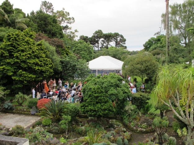 The rain stopped. It was a miracle. The ceremony could be held outside, as planned.