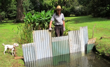 The low tech approach to flushing the stream bed