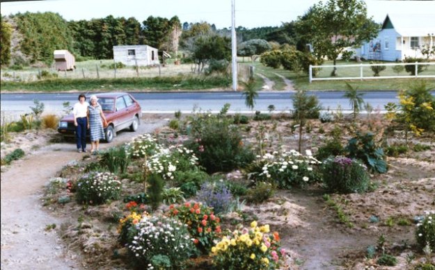 My mother and sister at the start of another of her gardens