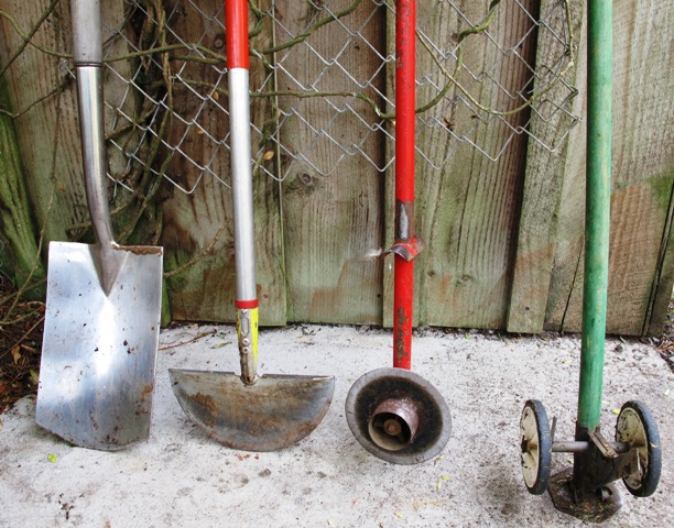 An array of edging tools - preferable to spraying garden edges
