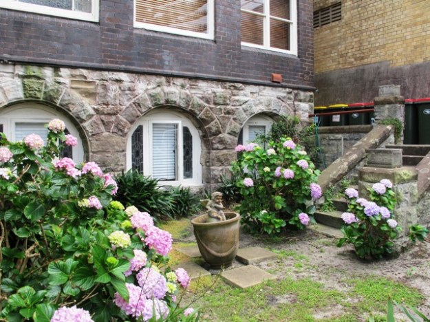 The gothic revival courtyard had a sense of romantic abandon at odds with its Coogee Beach location. 