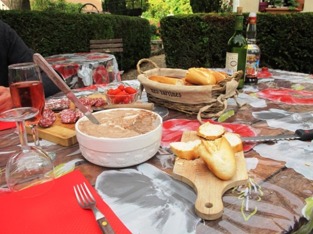 The table d’hote dinner at our bed and breakfast was home-cooked rustic fare and particularly delicious