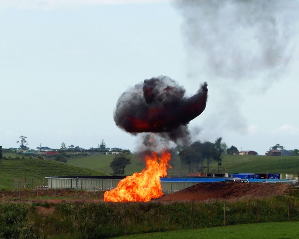 The genie is well and truly out of the bottle. Flaring on Mangahewa E site down the road. Photo: Fiona Clark 