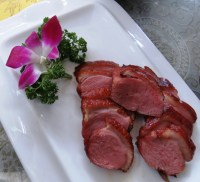 Allegedly cured goose but it might equally have been cured beef except that we were rarely served beef . With orchid. 